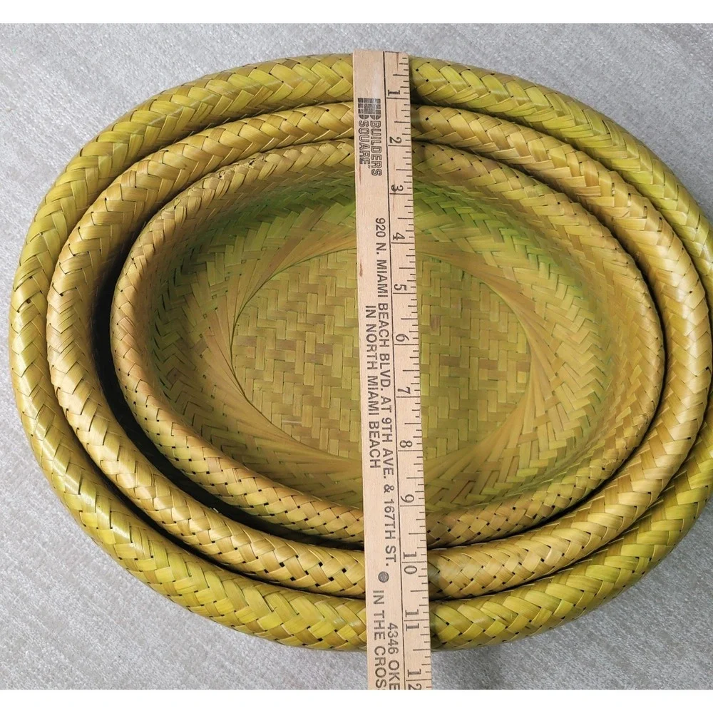 3 Crate & Barrel Bambu Bamboo Nesting Bowls Woven 11 1/2